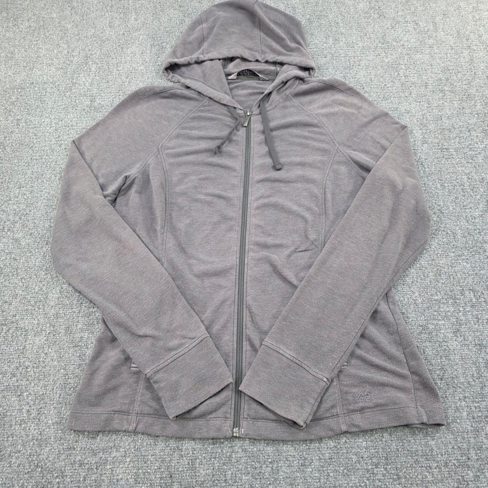 REI Gray Full Zip Hoodie Jacket Women's Size L‎ Cotton Blend Casual Outdoor